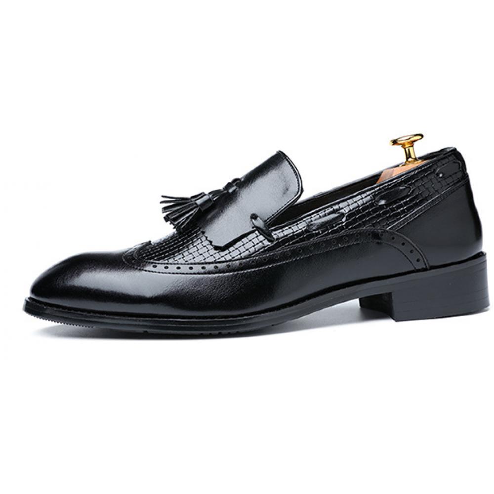 Black Tassels Baroque Mens Business Prom Loafers Dress Shoes