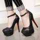 Black Bling Glitters Platforms High Stiletto Heels Evening Mary Jane Shoes Mary Jane Zvoof
