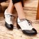 Black White Baroque Vintage Lace Up High Heels Oxfords Shoes Oxfords Zvoof