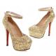 Gold Bling Glitters Platforms High Stiletto Heels Bridal Mary Jane Shoes Mary Jane Zvoof