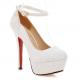 White Bling Glitters Platforms High Stiletto Heels Bridal Mary Jane Shoes Mary Jane Zvoof