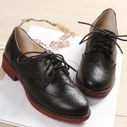 Black Womens Lace Up Vintage Old School Baroque Oxfords Shoes