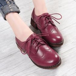 Burgundy Womens Lace Up Vintage Old School Baroque Oxfords Shoes