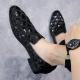 Black Checkers Sequins Bling Bling Mens Loafers Prom Flats Dress Shoes Loafers Zvoof