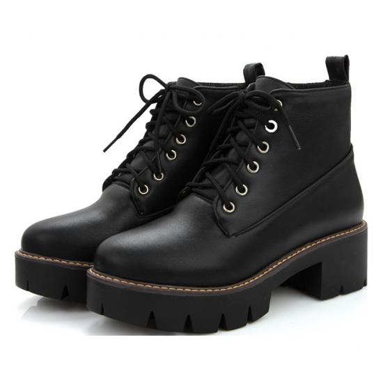 Black Cleated Sole Punk Rock Military Combat Womens Boots Shoes Boots Zvoof