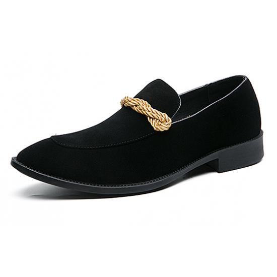 Black Suede Gold Twill Dapper Mens Loafers Flats Dress Shoes Loafers Zvoof