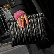 Black V Quilted Embossed Oversize Envelops Rectangular Evening Clutch Purses Bag