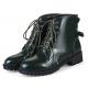 Green Patent Lace Up Back Bow Military Combat Boots Booties Boots Zvoof