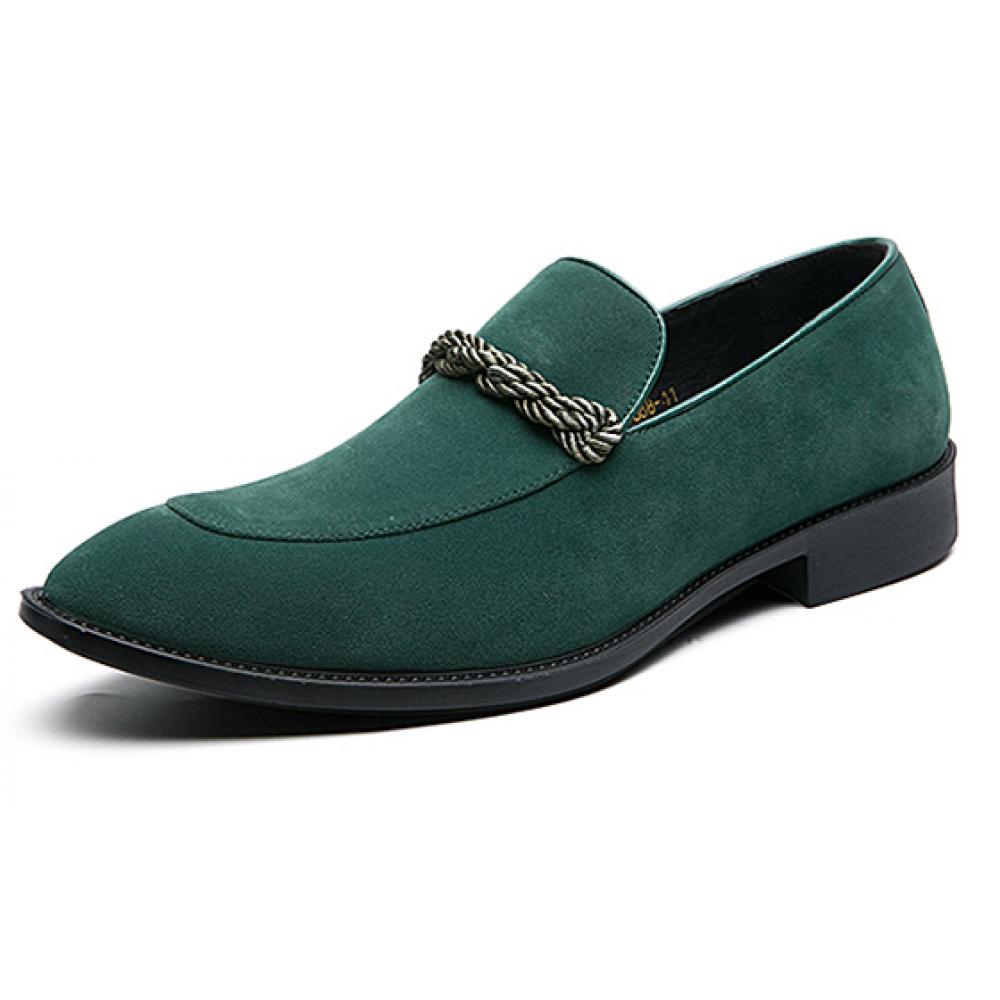 Green Suede Twill Dapper Mens Loafers Flats Dress Shoes ...