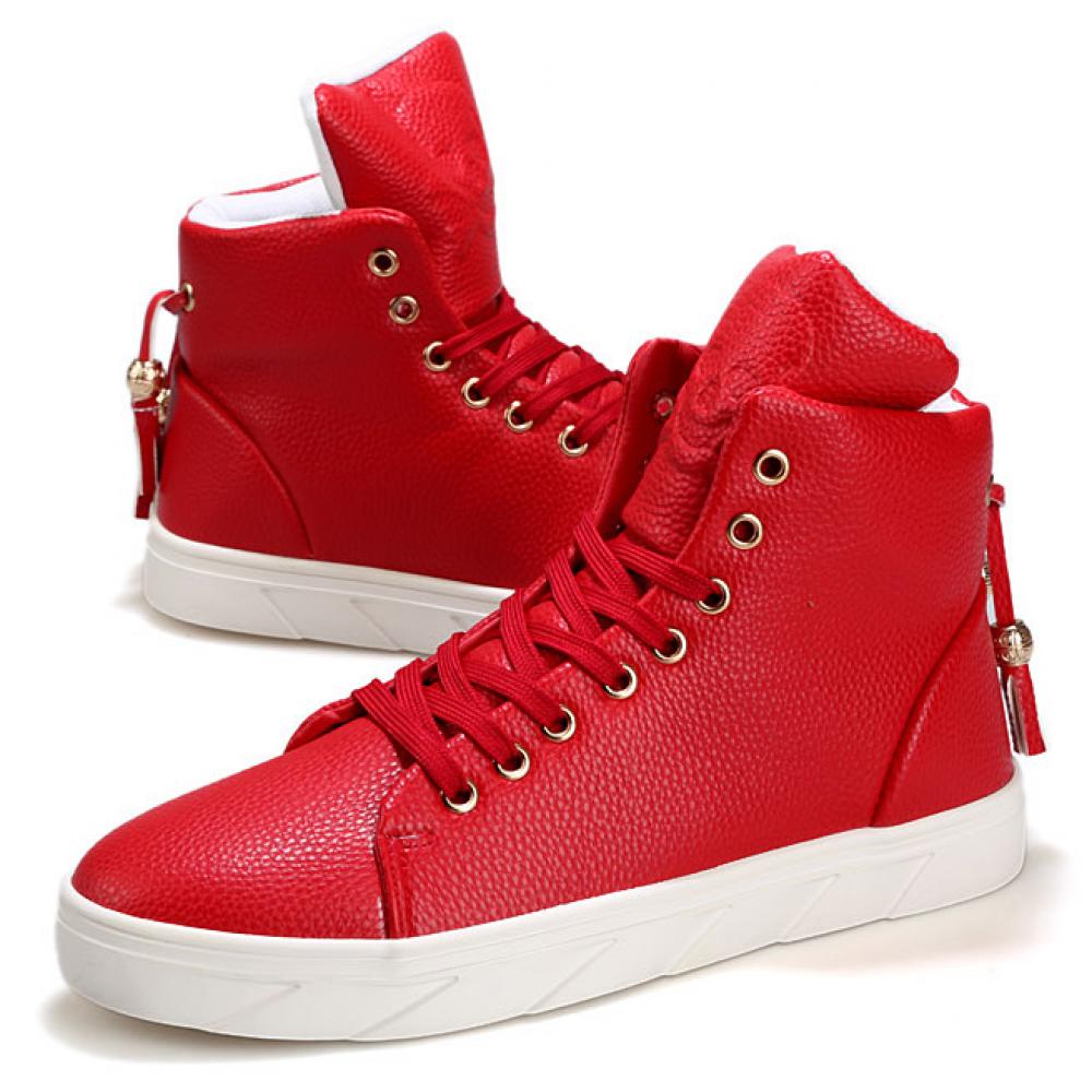 Red Skull Gold Tassels High Top Punk Rock Mens Sneakers Shoes ...