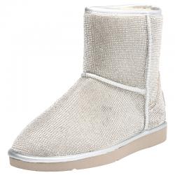 Silver Metallic Rhinestones Eskimo Yeti Snow Boots Shoes