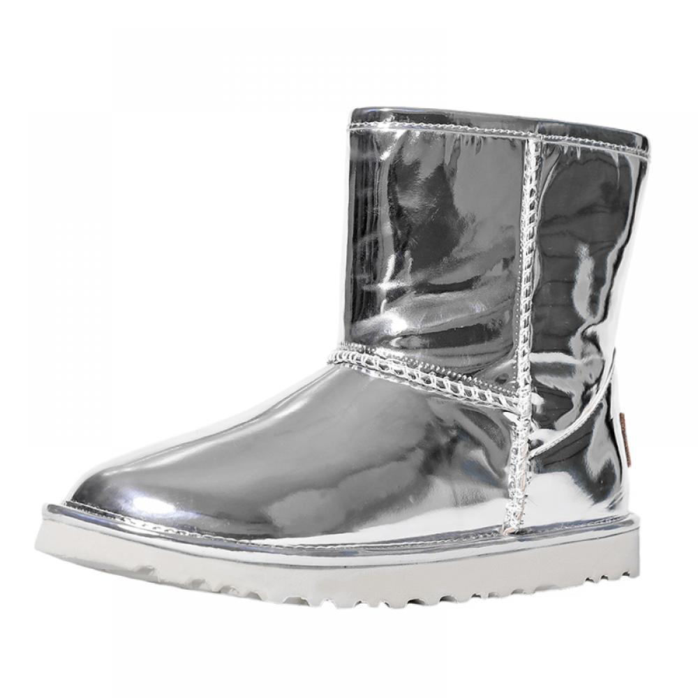 Silver Metallic Shiny Glossy Mirror Eskimo Yeti Snow Boots ...