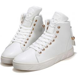 White Skull Gold Tassels High Top Punk Rock Mens Sneakers Shoes