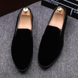 Black Velvet Prom Business Mens Loafers Dress Shoes