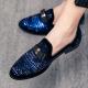 Blue Black Diamates Bow Dapper Mens Loafers Flats Dress Shoes Loafers Zvoof