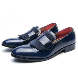 Blue Navy Tassels Dapper Mens Loafers Flats Dress Shoes