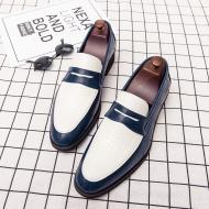 Blue White Mens Loafers Business Prom Flats Dress Shoes