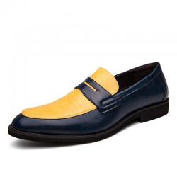 Blue Yellow Mens Loafers Business Prom Flats Dress Shoes