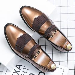 Brown Bronze Tassels Dapper Mens Loafers Flats Dress Shoes