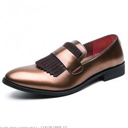 Brown Bronze Tassels Dapper Mens Loafers Flats Dress Shoes