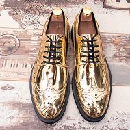 Gold Metallic Mens Baroque Oxfords Flats Dress Shoes