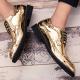 Gold Metallic Mens Baroque Oxfords Flats Dress Shoes Oxfords Zvoof