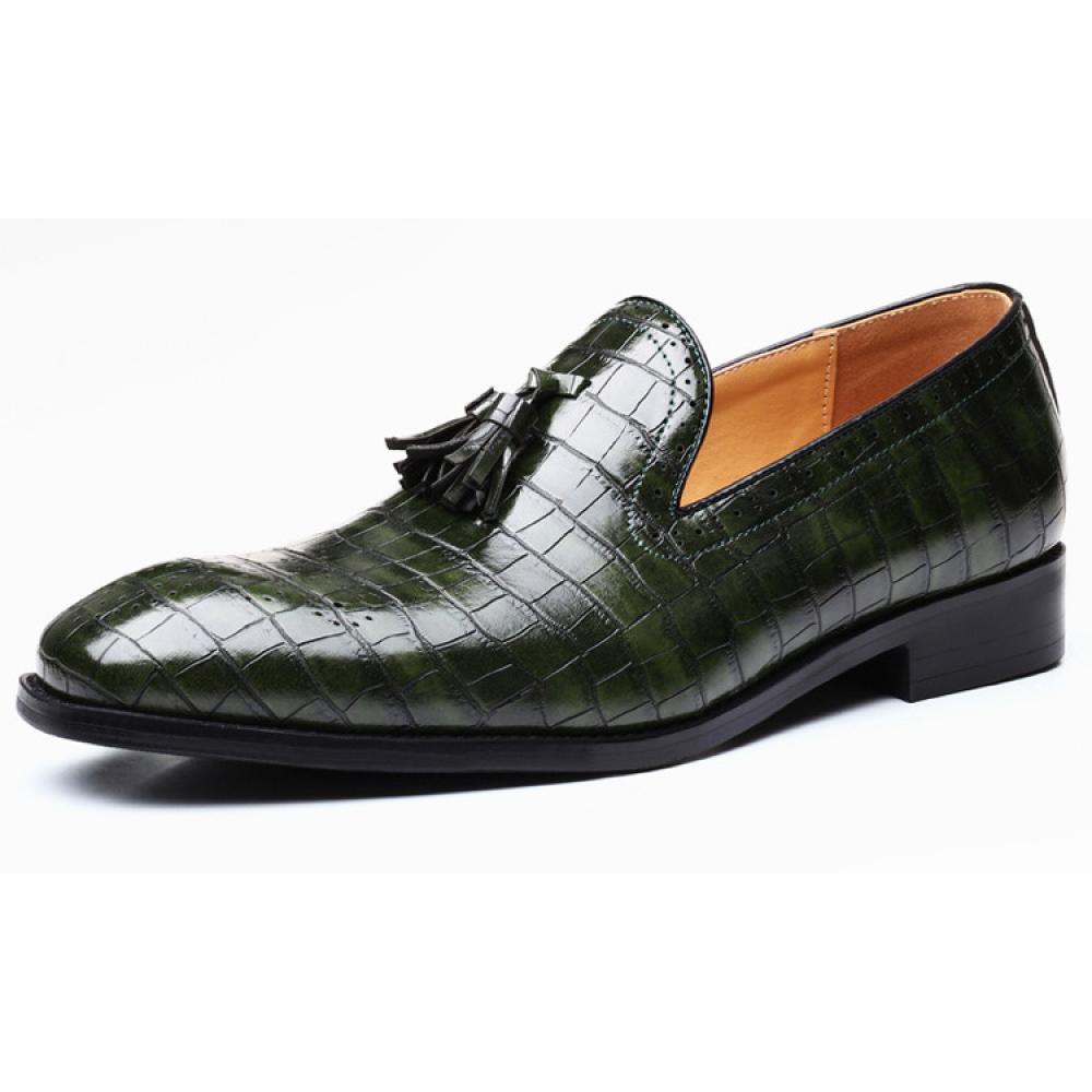 Green Croc Tassels Patent Prom Mens Loafers Dress Shoes ...