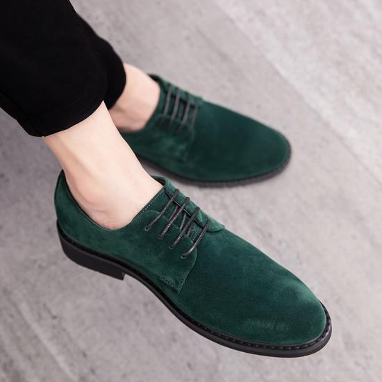 Green Suede Mens Business Prom Oxfords Flats Dress Shoes Oxfords Zvoof
