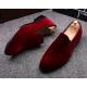 Red Velvet Prom Business Mens Loafers Dress Shoes Loafers Zvoof