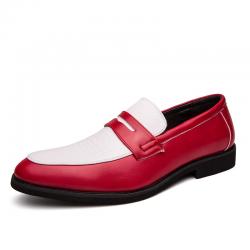 Red White Mens Loafers Business Prom Flats Dress Shoes