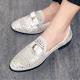 White Diamates Bow Dapper Mens Loafers Flats Dress Shoes Loafers Zvoof