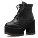 Black Baroque Oxfords Chunky Platforms Sole High Heels Ankle Boots Platforms Zvoof