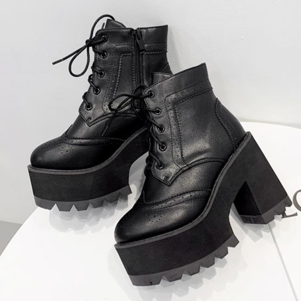 Black Baroque Oxfords Chunky Platforms Sole High Heels Ankle ...