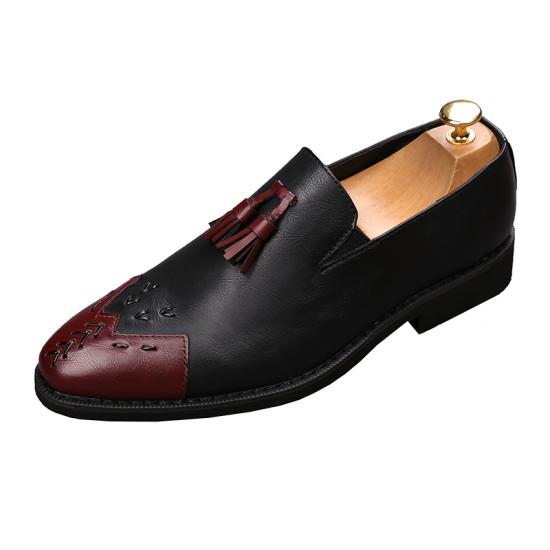 Black Burgundy Tassels Dapper Mens Loafers Flats Dress Shoes Loafers Zvoof