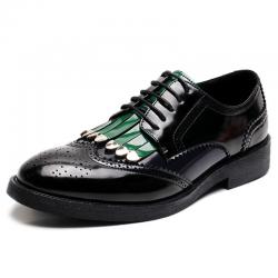 Black Green Tassels Dapper Mens Lace Up Oxfords Shoes