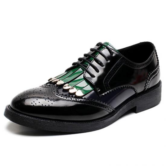 Black Green Tassels Dapper Mens Lace Up Oxfords Shoes Ox ...