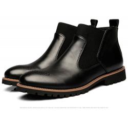 Black Mens Cleated Sole Chelsea Ankle Boots Shoes