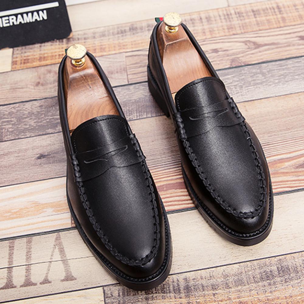 Black Mens Loafers Business Prom Flats Dress Shoes Loafers