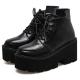 Black Oxfords Lace Up Chunky Platforms Sole Heels Ankle Boots Platforms Zvoof