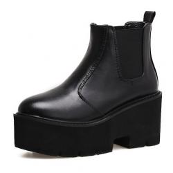Black Platforms Sole Heels Chelsea Ankle Boots
