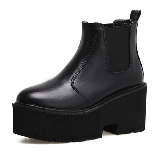 Black Platforms Sole Heels Chelsea Ankle Boots Platforms Zvoof