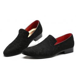 Black Sheer Lace Prom Party Business Loafers Dress Shoes