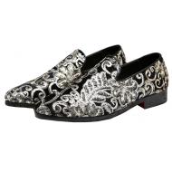 Black Silver Sequins Velvet Prom Loafers Dress Shoes