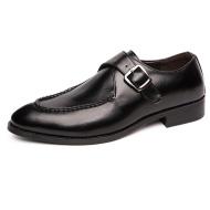 Black Single Buckle Monk Strap Mens Loafers Flats Dress Shoes