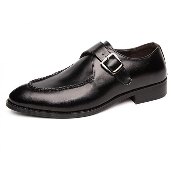 Black Single Buckle Monk Strap Mens Loafers Flats Dress Shoes Loafers Zvoof