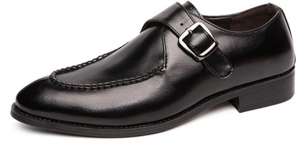Black Single Buckle Monk Strap Mens Loafers Flats Dress Shoes ...