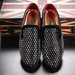 Black Velvet Diamante Studs Mens Prom Loafers Dress Shoes