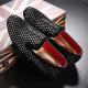 Black Velvet Diamante Studs Mens Prom Loafers Dress Shoes Loafers Zvoof