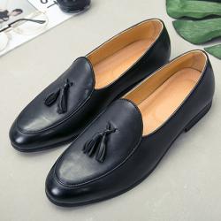 Black Vintage Tassels Prom Mens Loafers Flats Dress Shoes