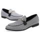 Black White Houndstooth Horsebit Mens Loafers Dress Shoes Loafers Zvoof